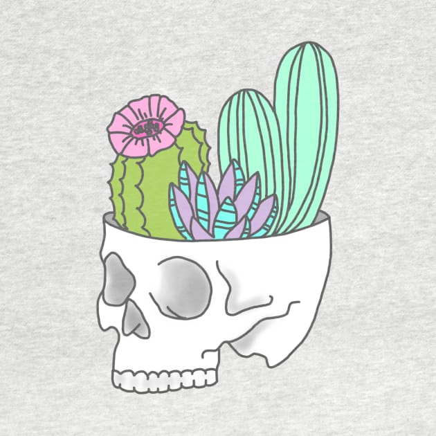 Skull succulent feminist skeleton cactus southwest girly tumblr pastel print by bigkidult